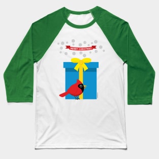 Cute Red Cardinal With Blue Gift Baseball T-Shirt